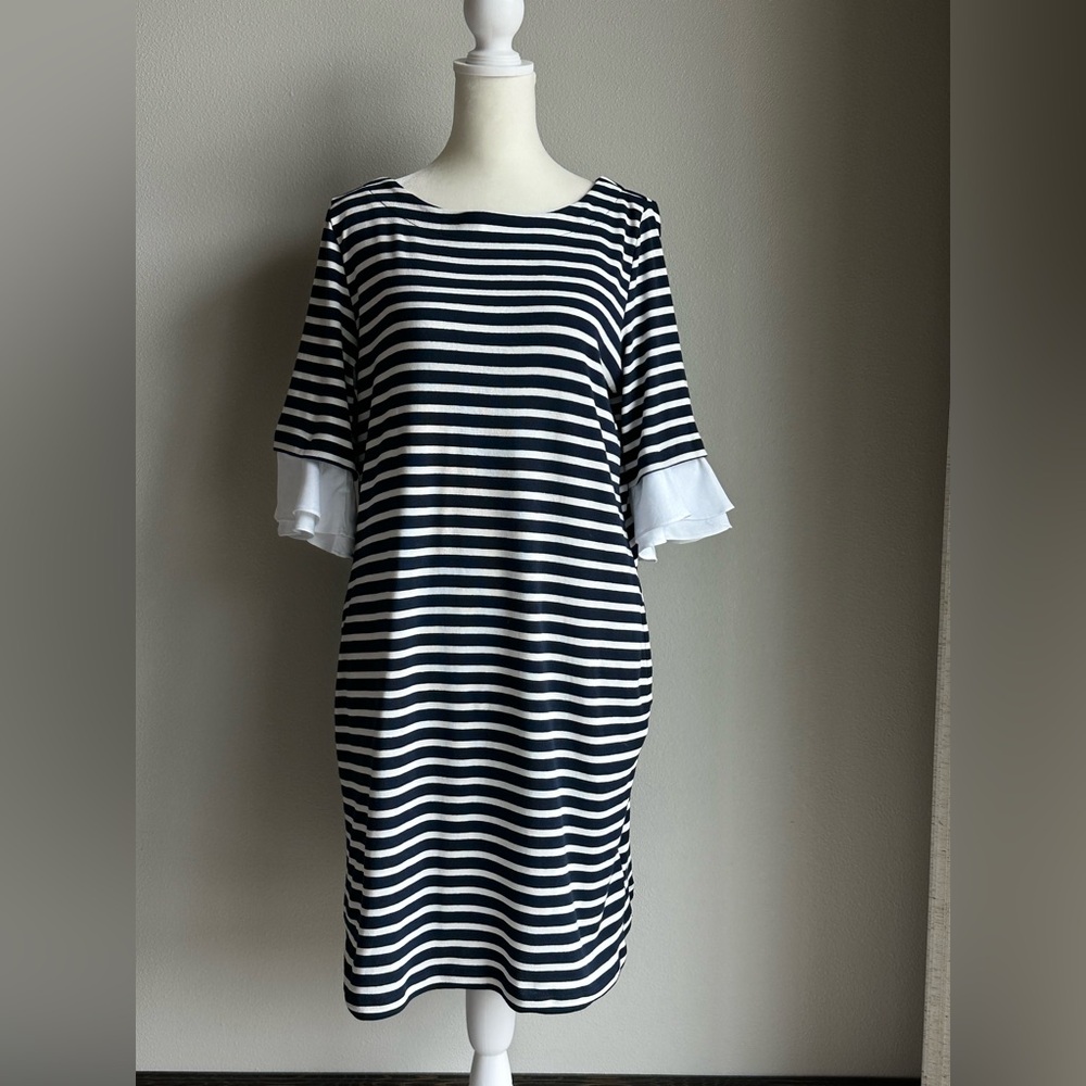 Tribal Navy and White Striped Dress Size Medium